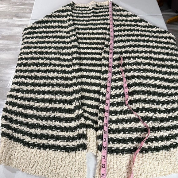 Umgee Striped Cardigan Oversized Popcorn Knit Olive & Cream Women’s Size Medium - Picture 7 of 12